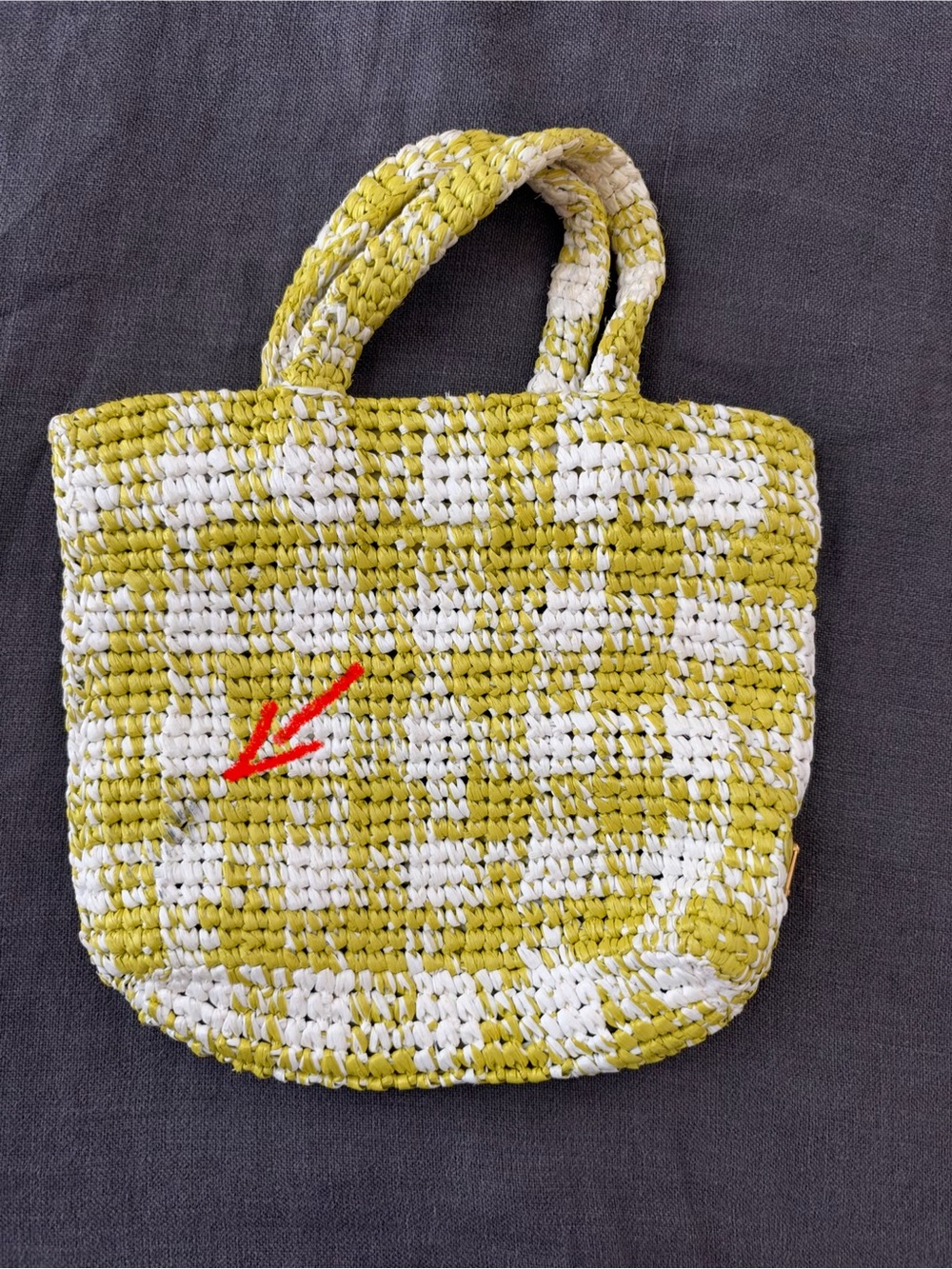 PRADA Authentic! Small Checked Raffia Logo Tote - Picture 16 of 16